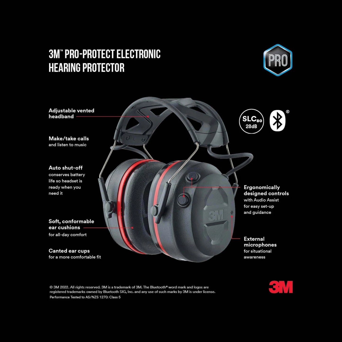 3M Pro-Protect Electronic Hearing Protector with Bluetooth & External Microphones