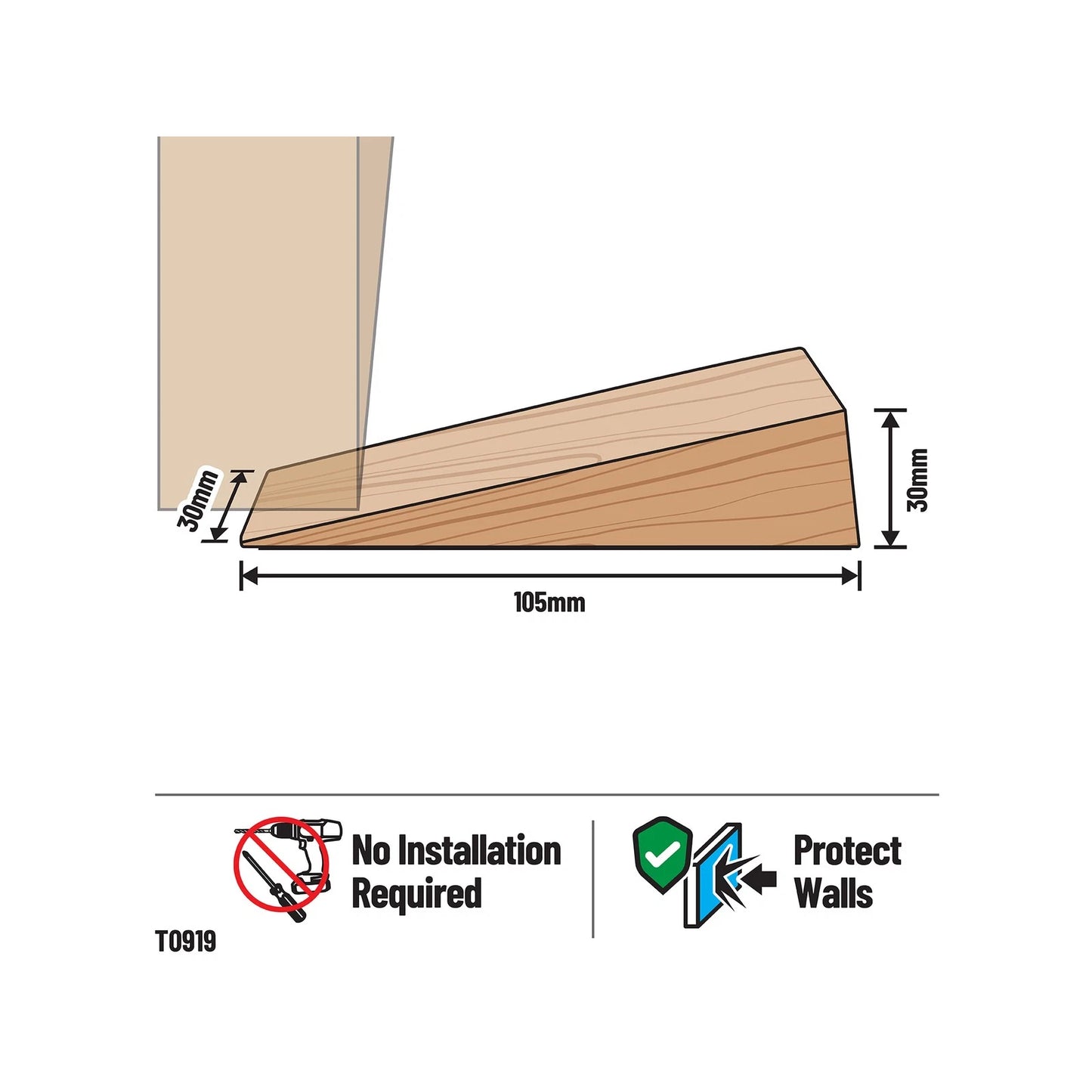 Adoored Small Beige Timber Wedge Door Stop for Indoor Use