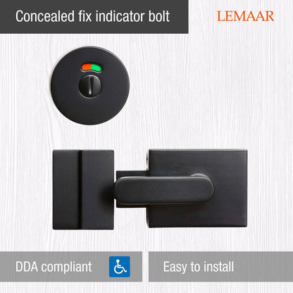 Lemaar Black Concealed Fix Toilet Indicator Bolt Lock, DDA Compliant, Durable Coating