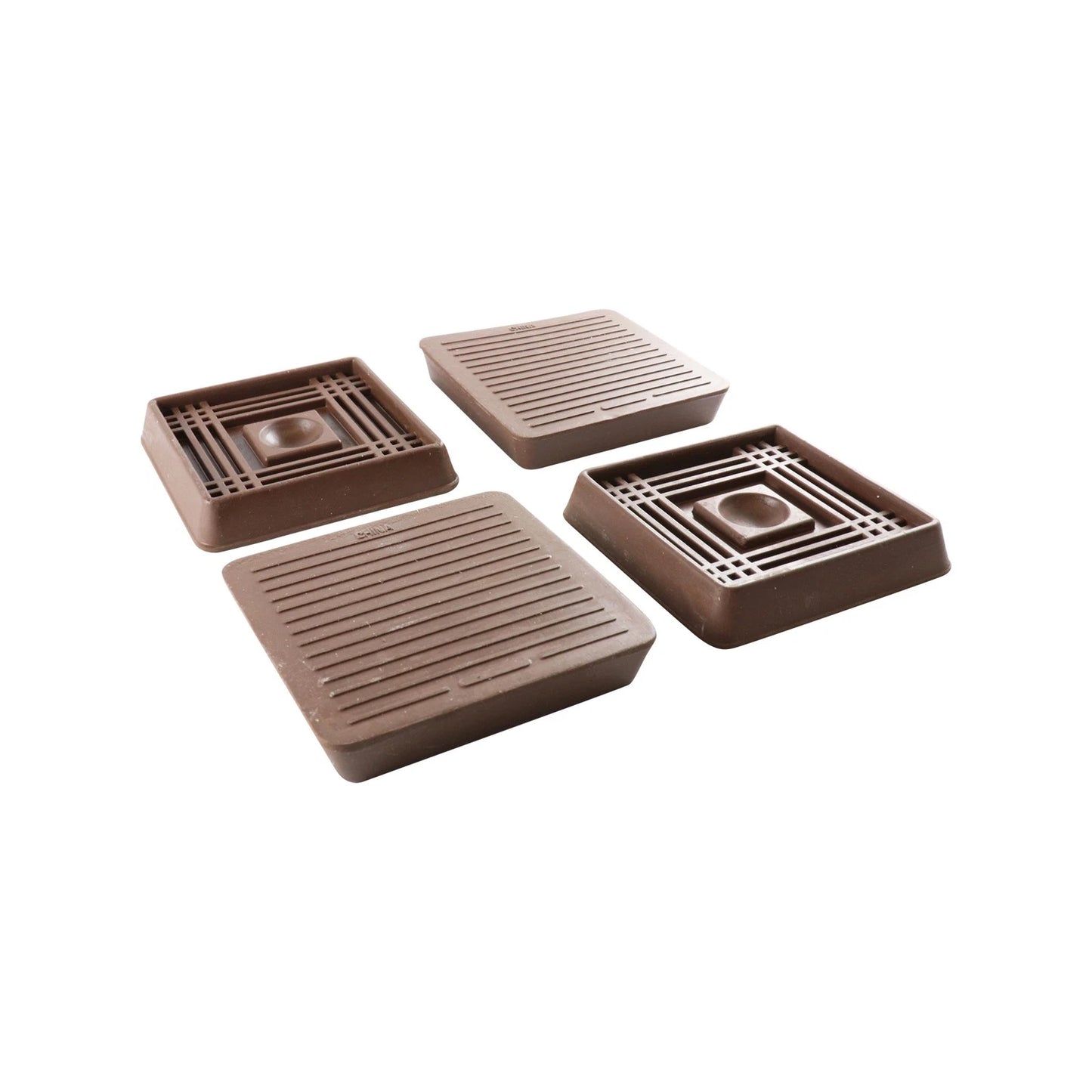 Surface Gard Brown Square Rubber Castor Cups 51x51mm - Pack of 4, Floor Protection & Versatile Use