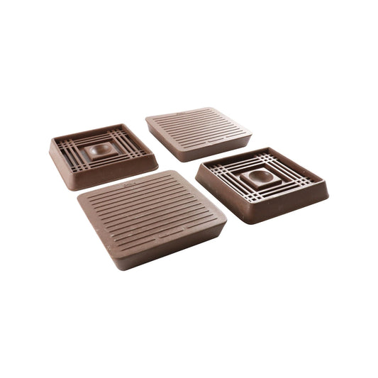 Surface Gard Brown Square Rubber Castor Cups 51x51mm - Pack of 4, Floor Protection & Versatile Use