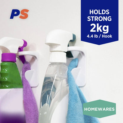 Permastik Spray & Wipe Hooks 2 Pack, Self-Adhesive, Holds 2kg, No Drilling Required