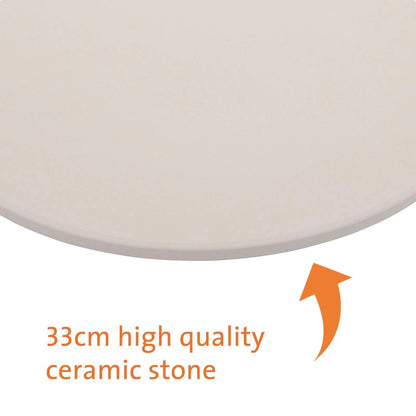 Jumbuck 33cm Ceramic Pizza Stone with Cutter & Wire Frame for Crispy Crusts