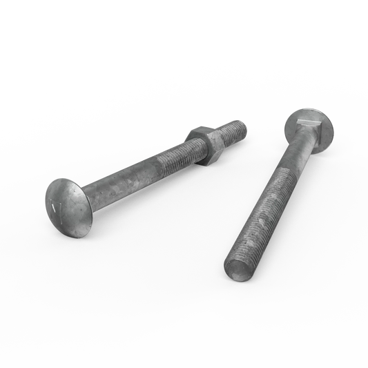 ZENITH M12 x 140mm Galvanised Cup Head Bolts & Nuts, Corrosion Resistant, AS Compliant