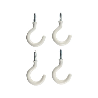 Everhang 17mm White PVC Cup Hooks 4 Pack - Secure Wall Mount, Easy Install, Discreet Design