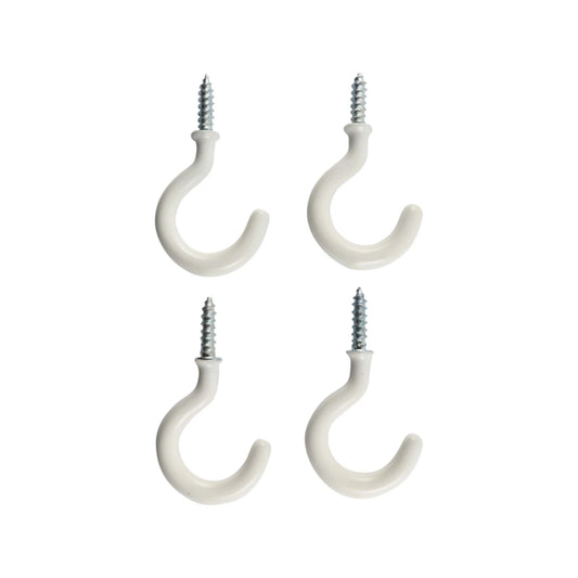 Everhang 17mm White PVC Cup Hooks 4 Pack - Secure Wall Mount, Easy Install, Discreet Design