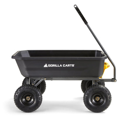 Gorilla Carts 115L Poly Dump Cart, Zero-Turn, Impact-Resistant, Quick-Release System