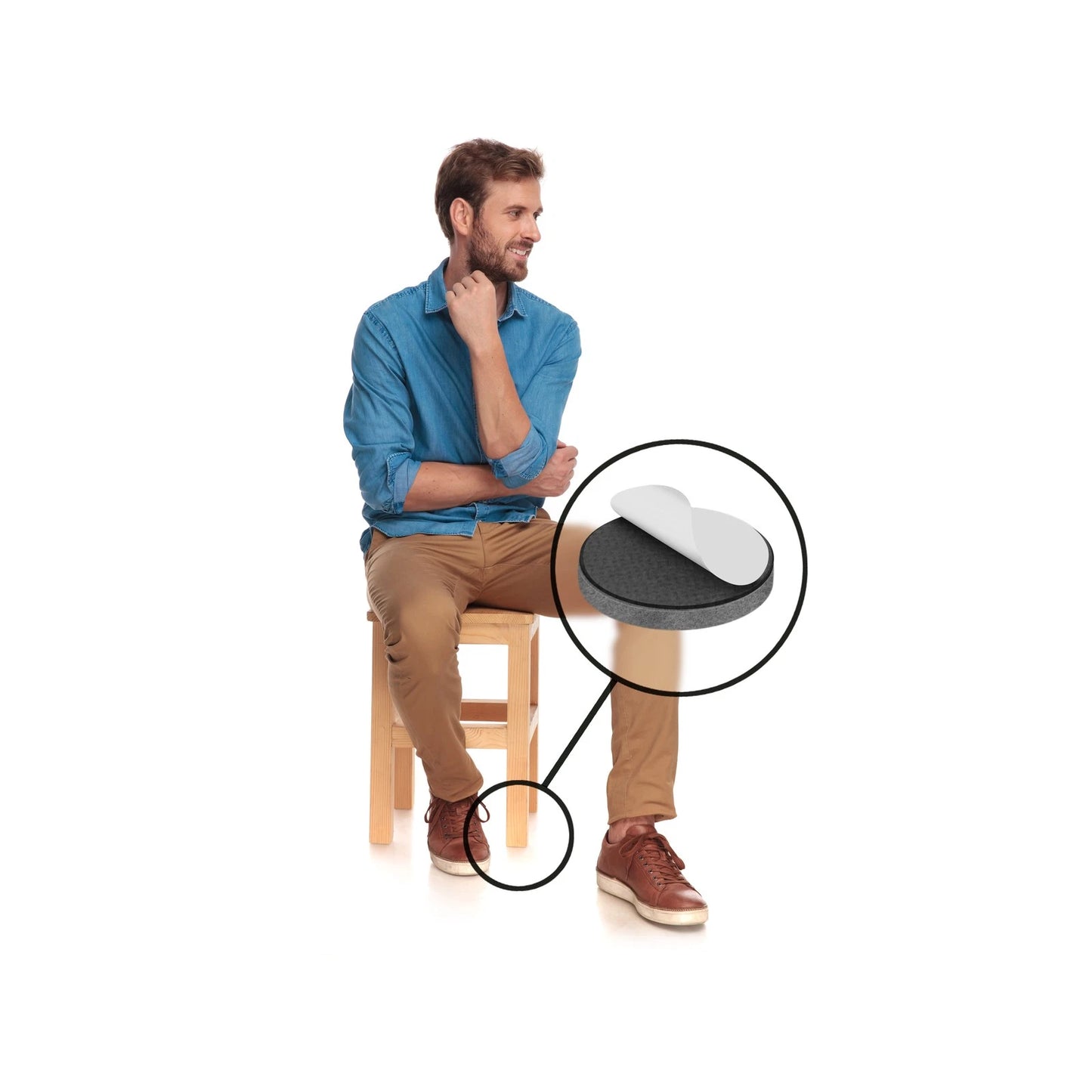 Slipstick 38mm Grey Round Wool Blended Felt Pads - 12 Pack, Floor Protection