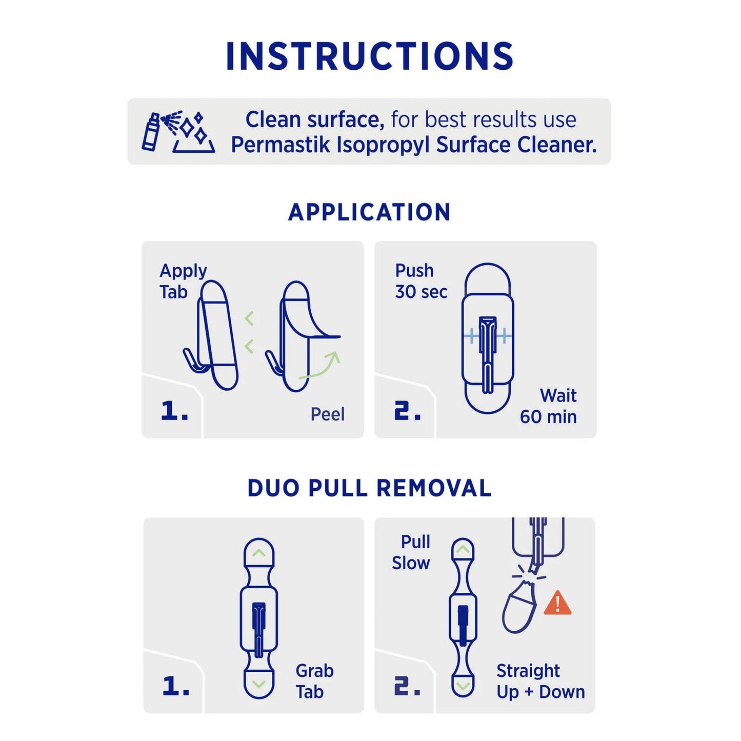 Permastik Medium White Kitchen Hooks 4 Pack - Strong Hold, No Tools Needed, Clean Removal