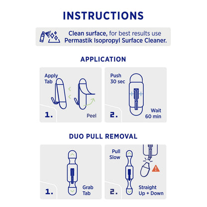 Permastik Medium White Kitchen Hooks 4 Pack - Strong Hold, No Tools Needed, Clean Removal