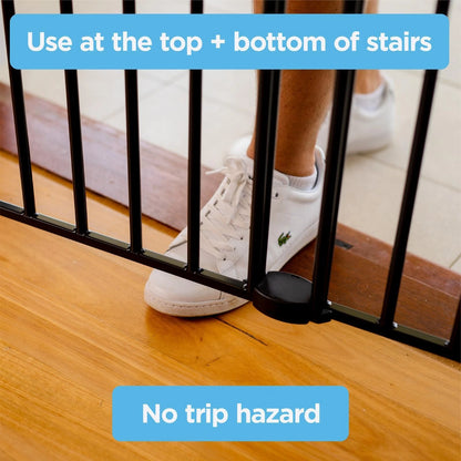 Perma Child Safety Extra Tall & Wide Swing Gate, Black, Adjustable 82-142cm, Steel, Secure Lock