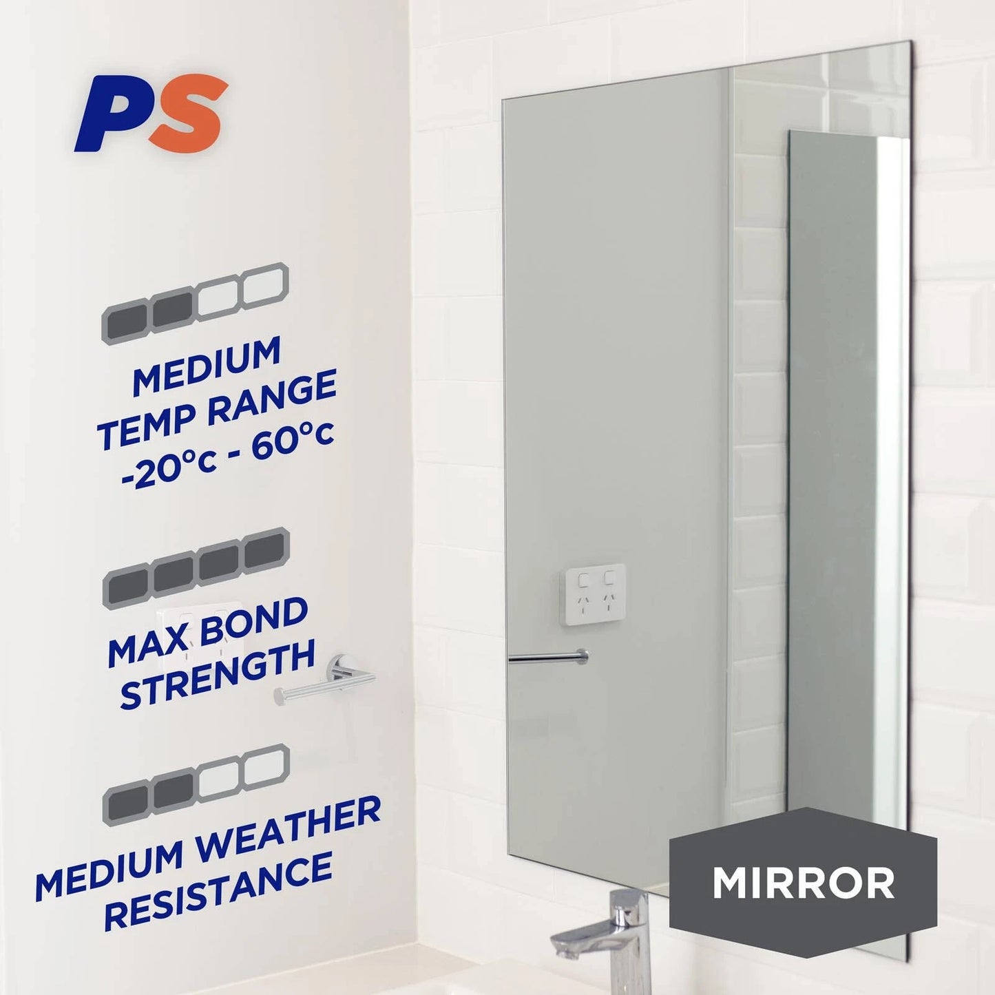 Permastik Mirror Mounting Tape 5m x 24mm, Holds 15kg/m, No Drilling, Weather Resistant