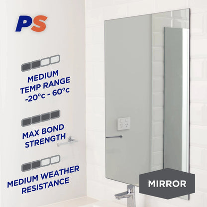 Permastik Mirror Mounting Tape 5m x 24mm, Holds 15kg/m, No Drilling, Weather Resistant