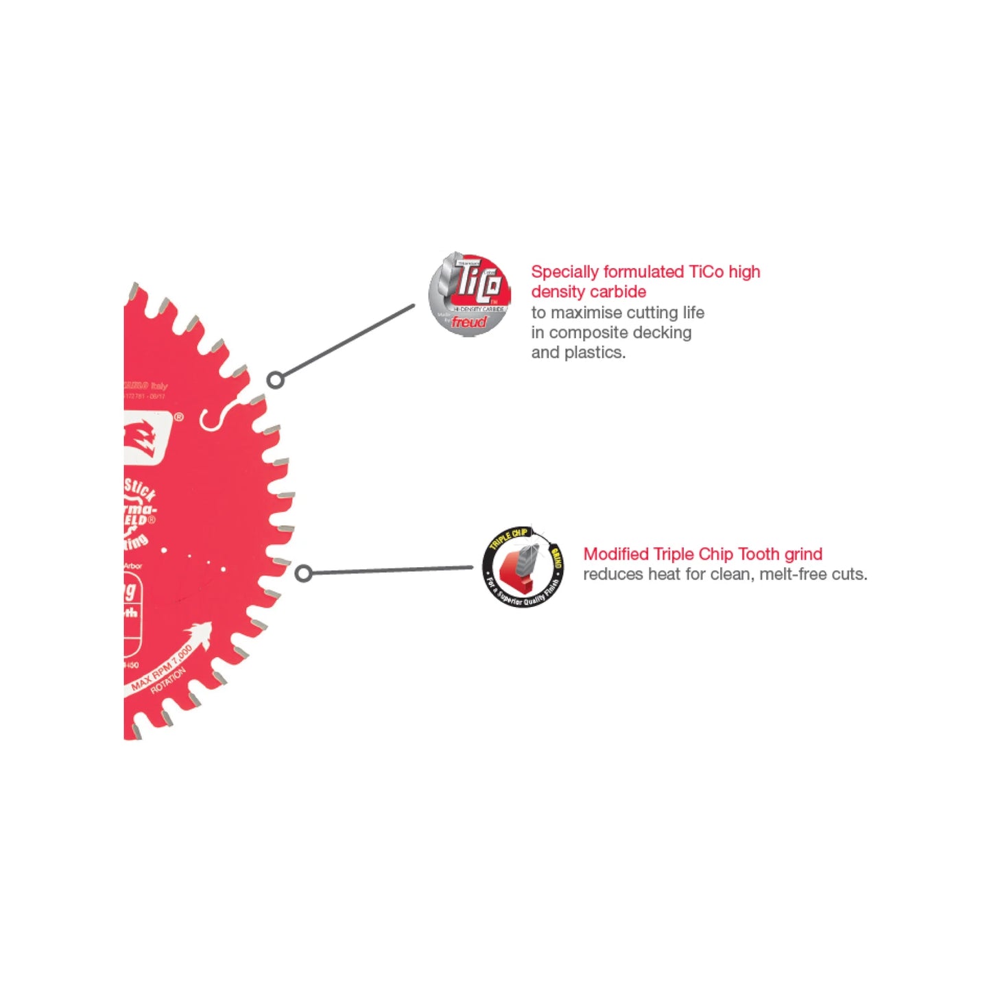 Diablo 7.25" 44T Composite Decking Saw Blade, TiCo Carbide, MTCG, Perma-SHIELD Coating
