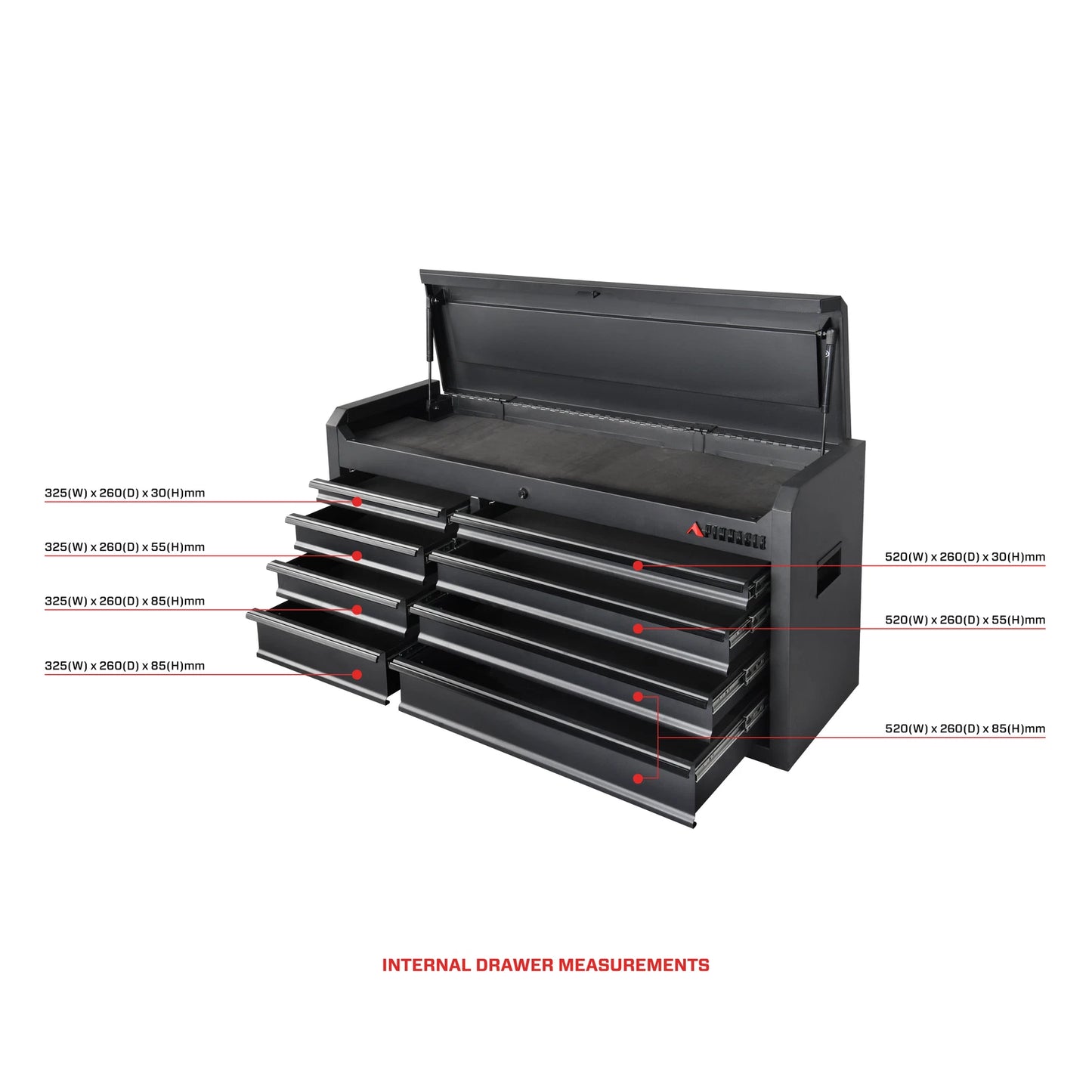 Pinnacle 42" Black Matte Tool Chest with Soft Close Drawers & Foam Liners