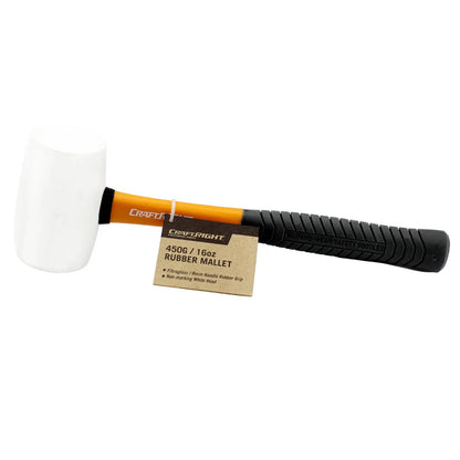 Craftright Rubber Mallet 450g 16oz - Fibreglass Handle, Non-Marking Head, Rubber Grip
