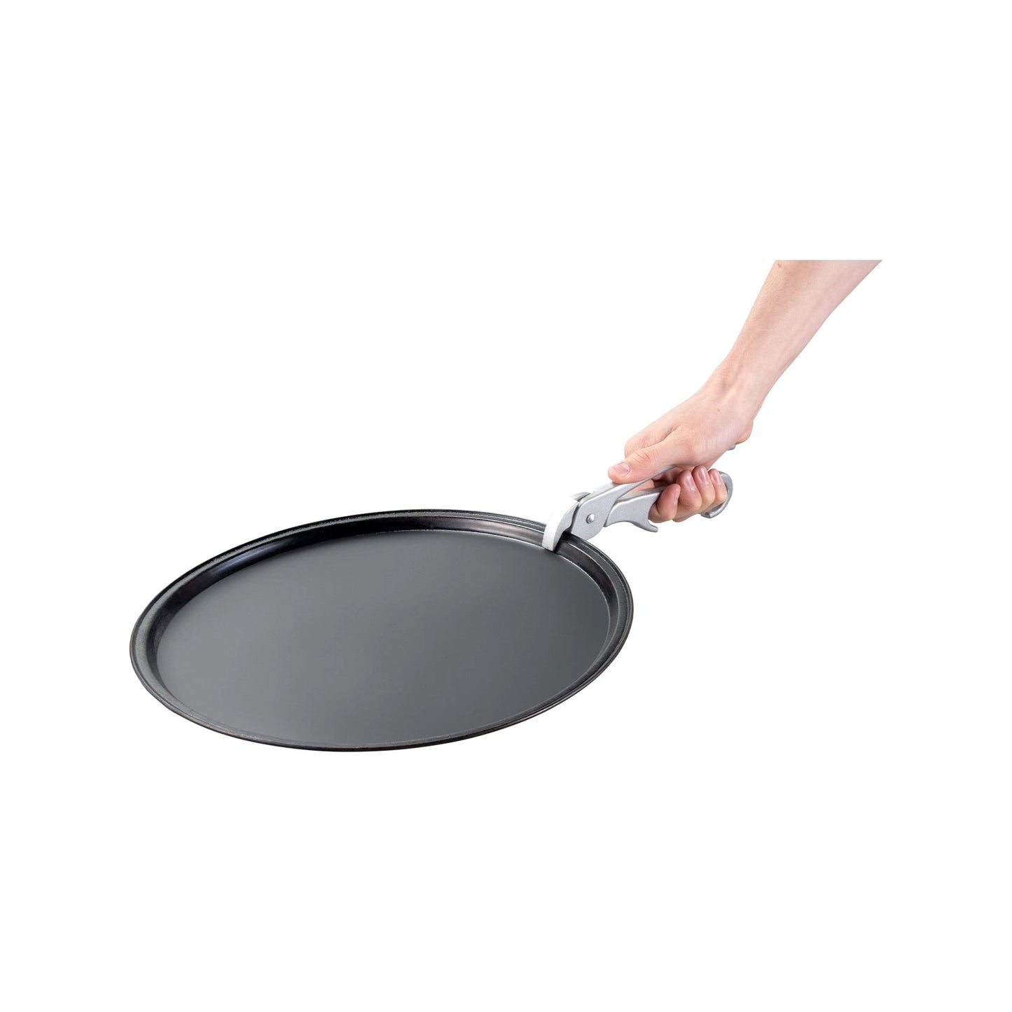 Jumbuck Cast Aluminium Pizza Pan Grippers with Anti-Slip Grip, Spring-Loaded Handle, Silver