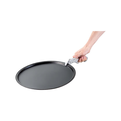 Jumbuck Cast Aluminium Pizza Pan Grippers with Anti-Slip Grip, Spring-Loaded Handle, Silver