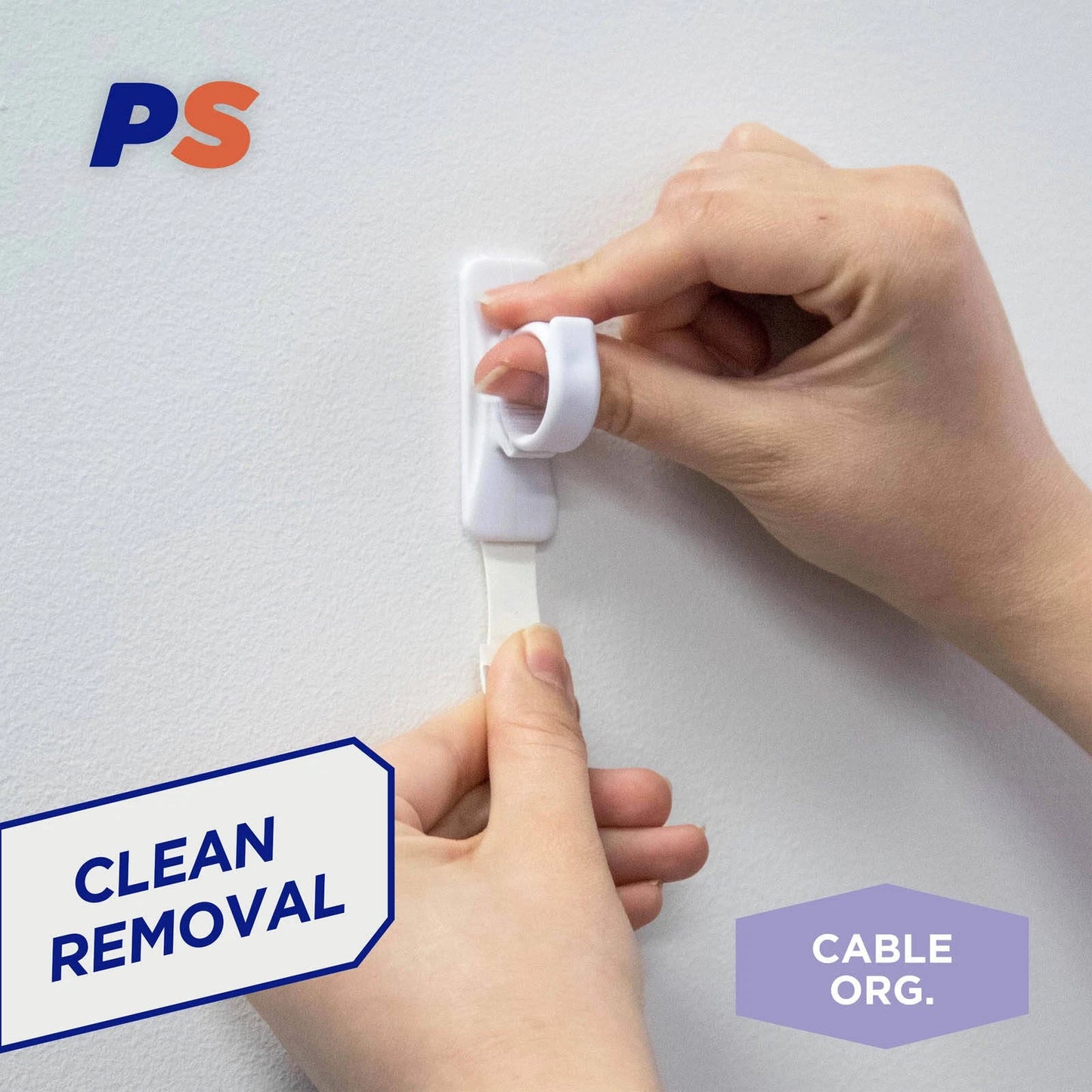 Permastik Large Cable Clips 5 Pcs, No Drilling, Clean Removal, Holds 500g, White