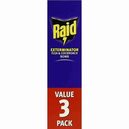 Raid Exterminator Flea & Cockroach Bomb 3pk - Fast-Acting Pest Control for Home & Office