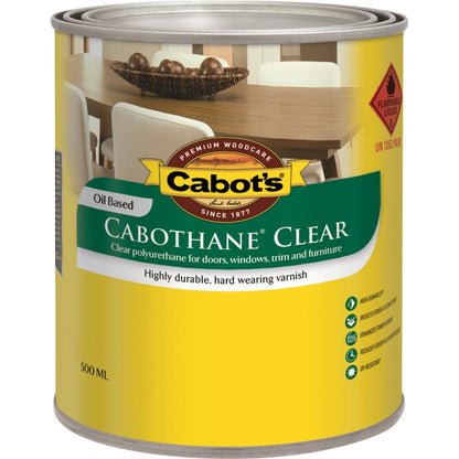Cabot's Satin Oil-Based Polyurethane Timber Varnish 500ml - Durable Satin Finish