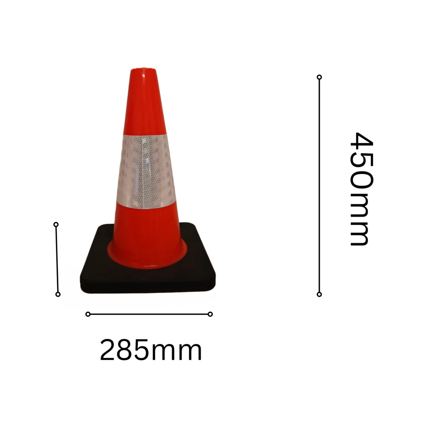 Syneco 450mm Safety Cone with Reflective Tape, UV Stabilised, Fluorescent Orange