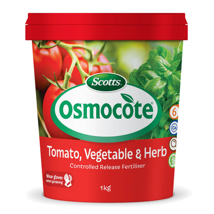 Scotts Osmocote 1kg Tomato Vegetable Herb Fertiliser, 6-Month Nutrient Release, Water Absorption