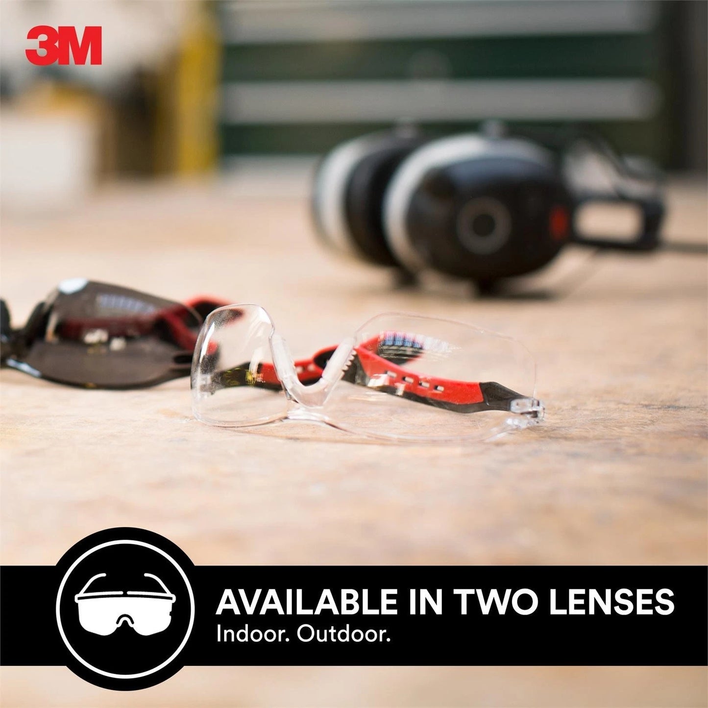 3M Black Clear Safety Glasses, Anti-Scratch, UV Protection, Antifog, High Impact Resistant