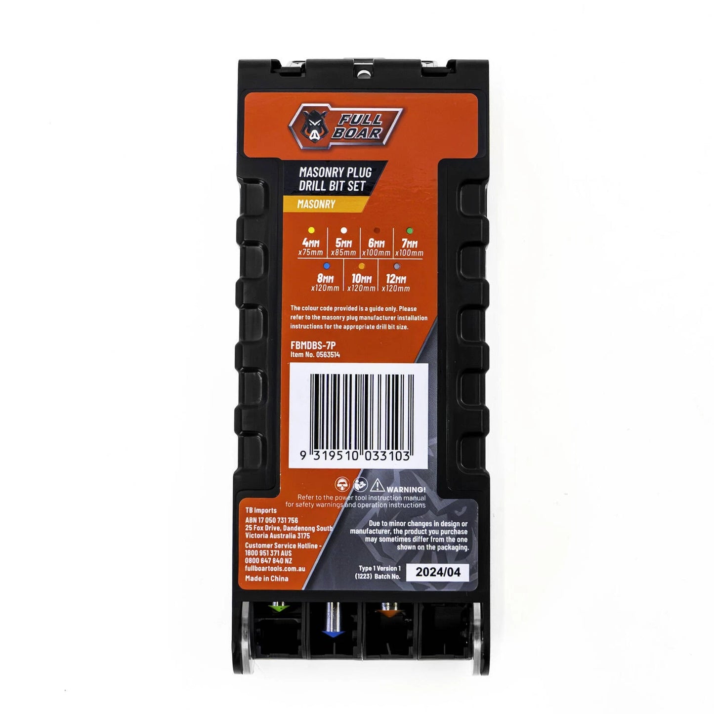 Full Boar 7 Piece Masonry Drill Bit Set with TCT Tips & Storage Case