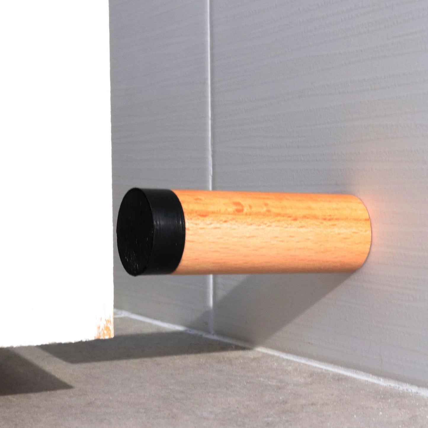 Adoored 75mm Light Stain Timber Bullet Door Stop - Durable, Elegant Wall Protection