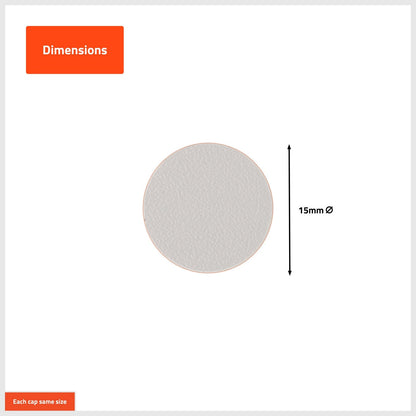 Taskmaster 15mm White Self Adhesive Screw Caps - 50 Pack, Universal Compatibility, Easy Install