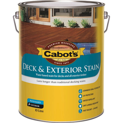 Cabot's 10L Jarrah Water Based Deck & Exterior Timber Stain, UV & Mould Protection