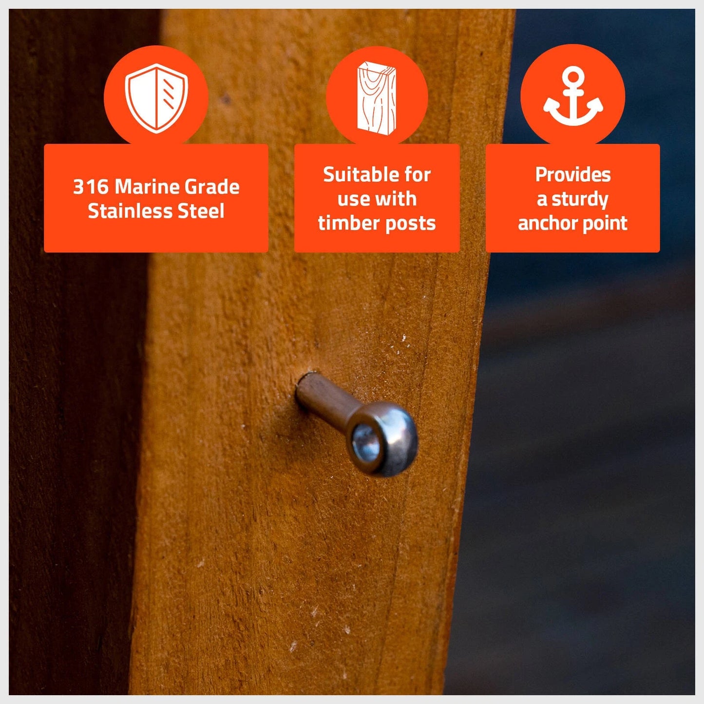 Taskmaster 8mm 316 Stainless Steel Lag Screw 2 Pack - Marine Grade, Weather Resistant