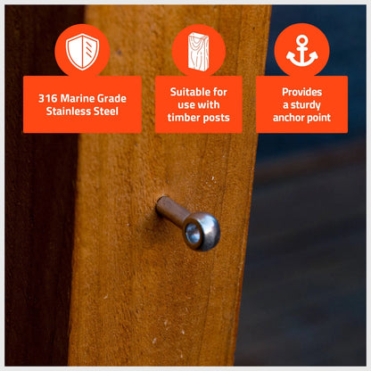 Taskmaster 8mm 316 Stainless Steel Lag Screw 2 Pack - Marine Grade, Weather Resistant
