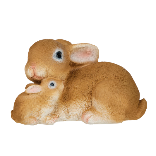 Northcote Pottery Rabbit Family Garden Statue, 20cm, Weather Resistant, Durable Polyresin