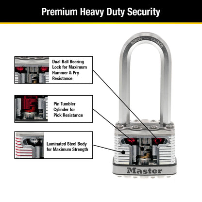 Master Lock Magnum 51mm Padlock with 64mm Long Boron-Carbide Shackle, Weather Resistant