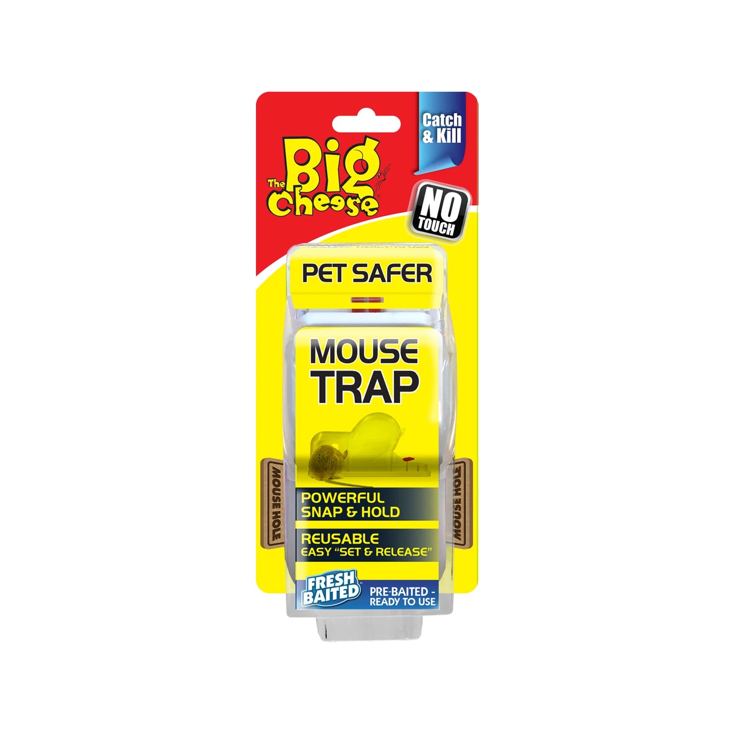 Big Cheese Pet Safer Mouse Trap - See-Through Bubble, One Touch Set, Reusable, Indoor Use