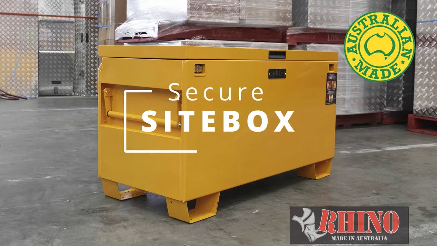 Rhino Powder Coated Site Box 1175x550x690mm, Heavy Duty Steel, Secure Locking, Yellow
