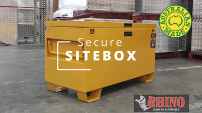 Rhino Powder Coated Site Box 1175x550x690mm, Heavy Duty Steel, Secure Locking, Yellow