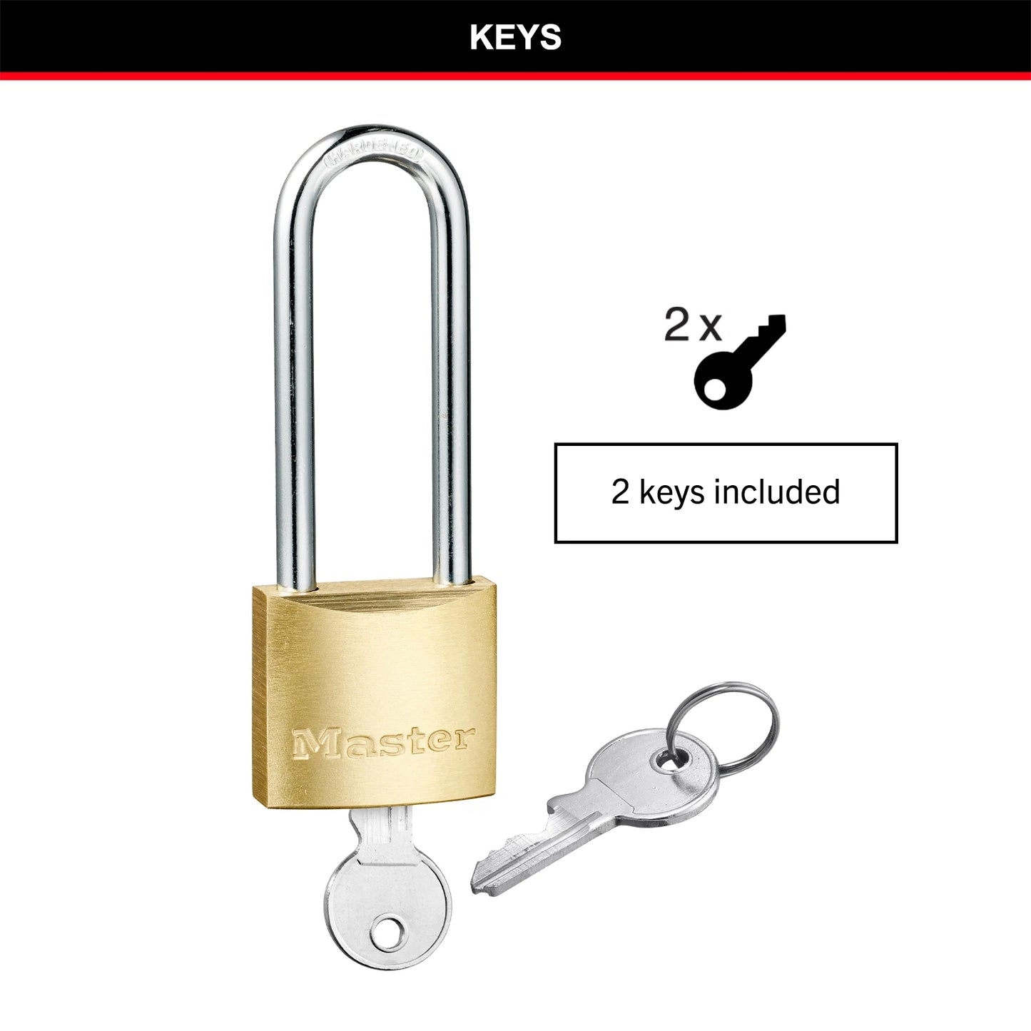 Master Lock 30mm Brass Padlock, Corrosion-Resistant, Hardened Steel Shackle, 2 Keys