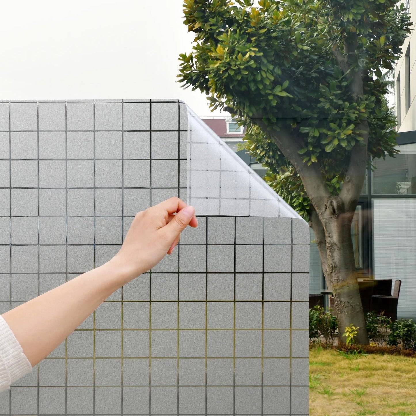 Pillar Frosted Tile Static Window Film 0.9m x 2m - Decorative, Easy Install, Privacy