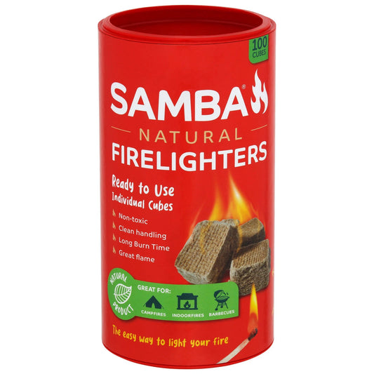 Samba Natural Firelighters 100 Pack - Safe, Long-Lasting, Convenient Storage
