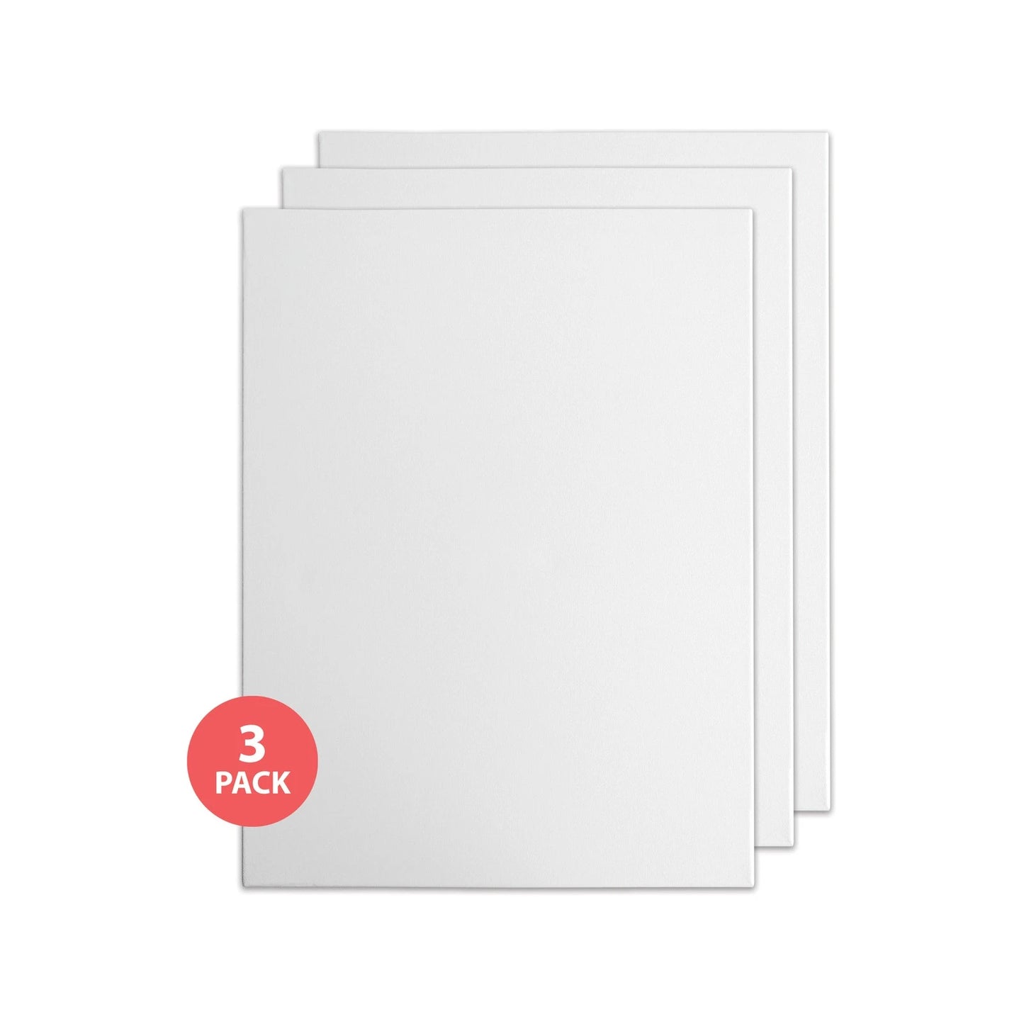 Boyle Deep Edge Stretched Canvas 30x40cm 3 Pack - 100% Cotton, Triple Primed, Multi-Medium