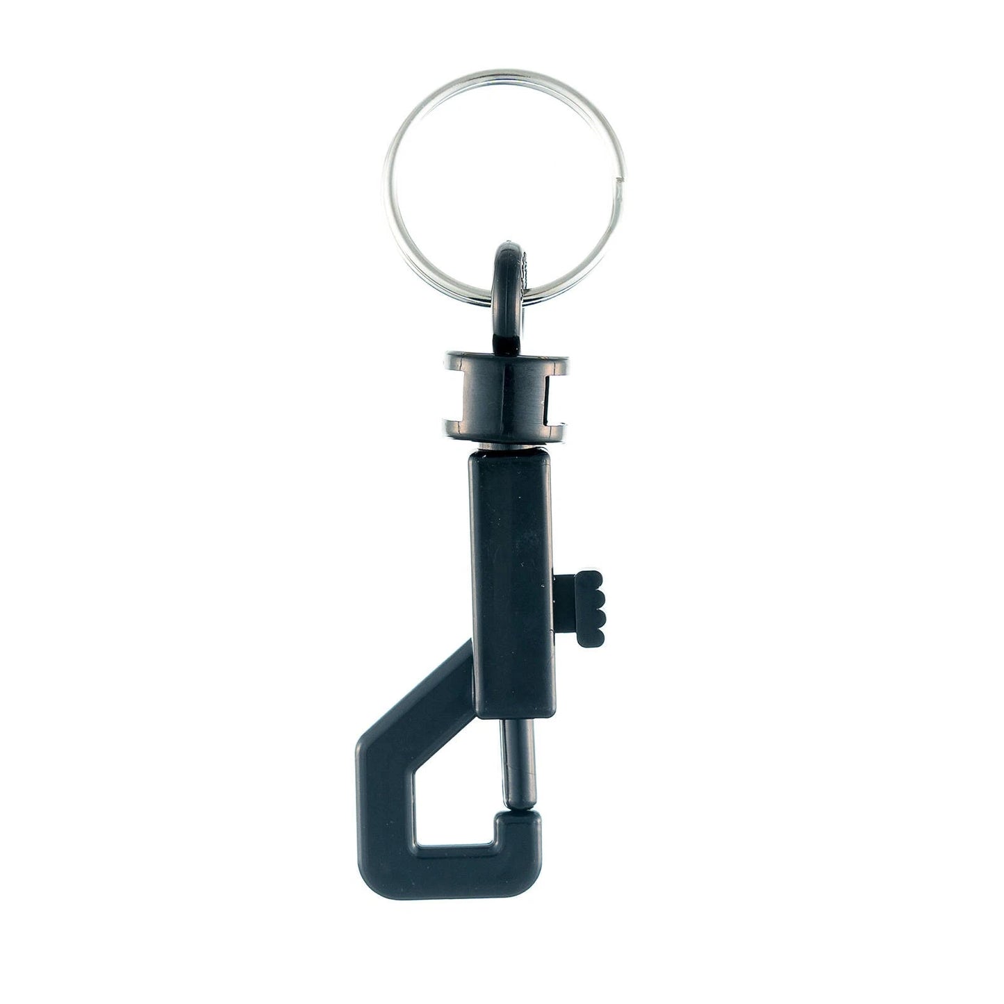 Taskmaster 70mm Black Plastic J Clip 10 Pack with Spring-Loaded Trigger & 25mm Key Ring