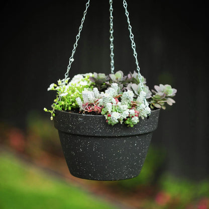 Northcote Pottery 32cm Black Terrazzo Self-Watering Hanging Basket, Durable & Eco-Friendly