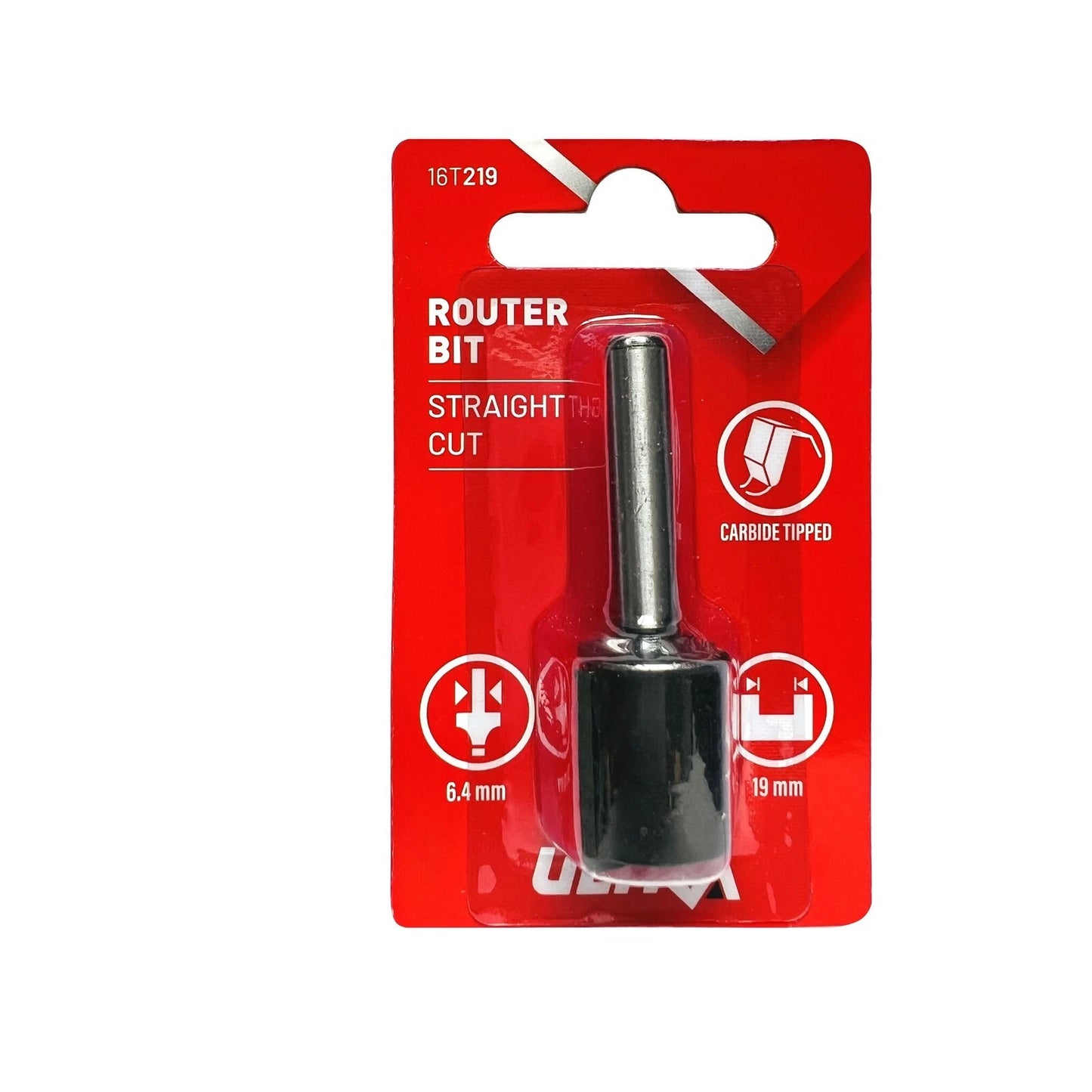 Ultra 6.4 x 19mm Tungsten Carbide Straight Router Bit, Universal Fit, Economical