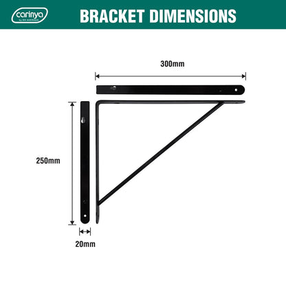 Carinya Black Heavy Duty Studio Bracket 300x250mm, 125kg Load, Sleek Design