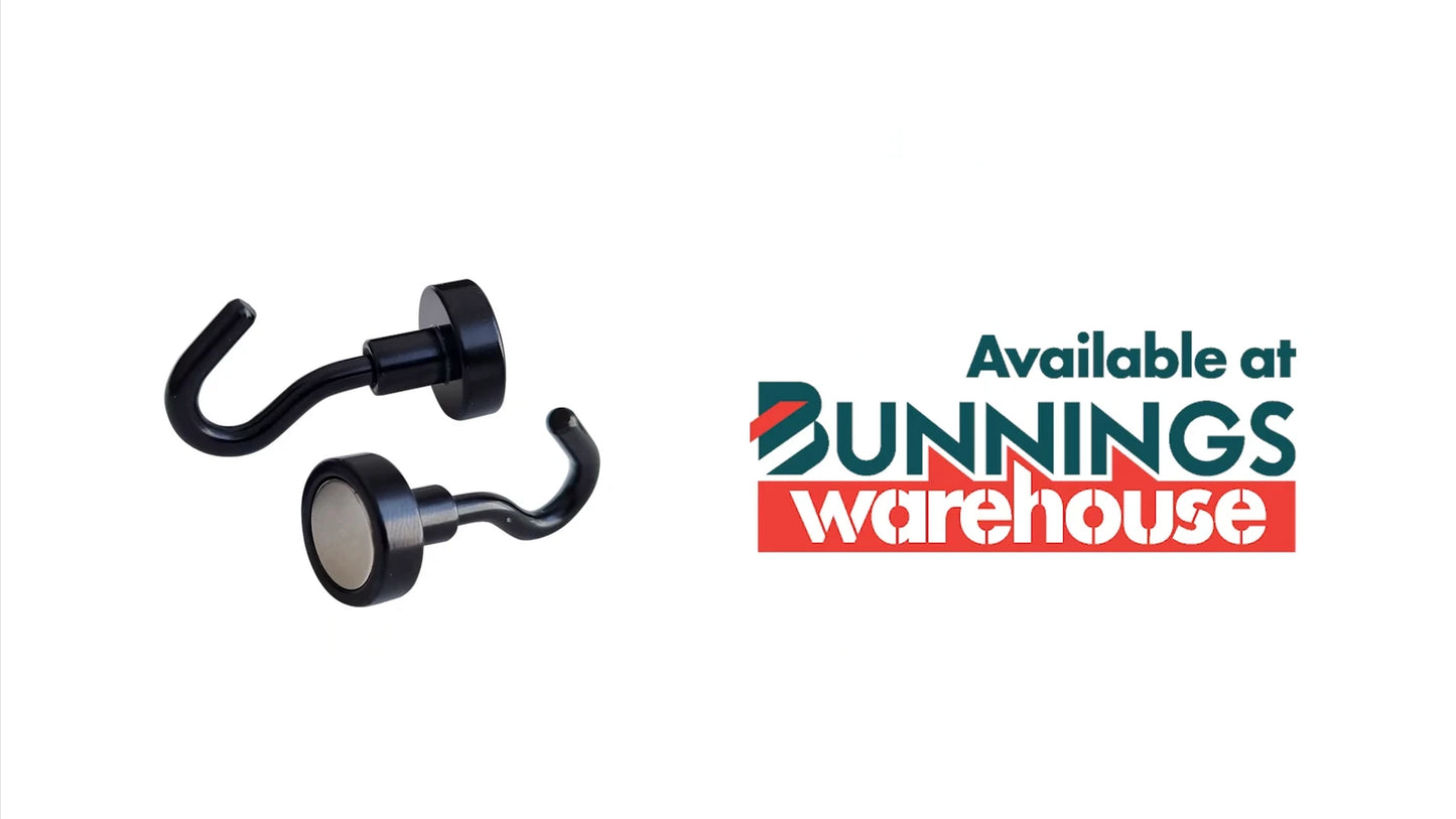 Everhang Black Magnetic Hooks 16x35mm - 10 Pack, Strong Hold, Multi-Purpose Use