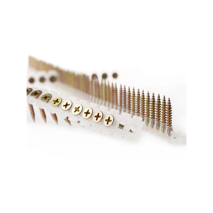 Bremick 6g x 25mm Zinc Yellow Coarse Collated Screws, 1000 Pack, Bugle Head, Needle Point