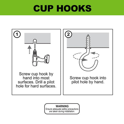 Everhang 17mm White PVC Cup Hooks 4 Pack - Secure Wall Mount, Easy Install, Discreet Design